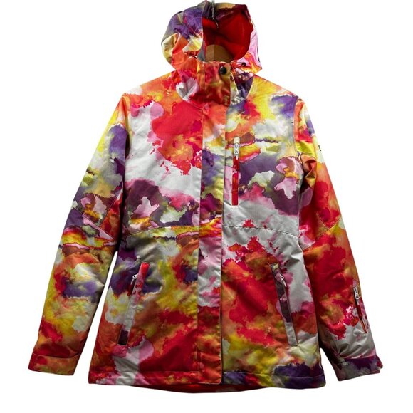 GSOU SNOW Ski Snowboard Jacket Women’s M Multicolor Hooded Waterproof 10K Y2K - Picture 1 of 15